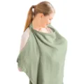 Cotton nursing cover up for breastfeeding, breathable muslin baby feeding shawl in light green. - Grass Green
