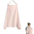Pink cotton breastfeeding nursing cover, breathable double-layer gauze baby feeding shawl. - Pink