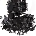 Black loose sequins mixed shapes glitter DIY craft sewing garment accessories pack - Solid Black