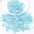 Light blue iridescent sequins DIY craft materials, shell and flower shapes for clothes and earrings. - Electroplated Light Blue
