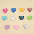 Kleurrijke glitter hars hart flatback cabochons voor handgemaakte DIY sieraden ambachtelijke accessoires. - Hart Hars Flatback Strass / 100 Stuks/Verpakking (12mm) / Meerkleurig