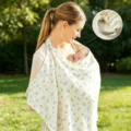 Printed cotton baby nursing cover with metal rings, soft double-layer gauze outdoor feeding shawl. - Eyelash Flower with Iron Clasp
