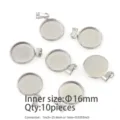 Stainless Steel Round Pendant Tray 16mm Bezel Blank Cabochon Base 10pcs Set for DIY Jewelry Making - 16mm (10 Pieces/Pack)