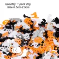 Halloween party confetti glitter decorations, mixed pumpkin skull ghost bat shapes, 20g pack. - Multicolor