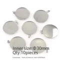 Stainless steel round pendant tray blank 30mm inner size bezel setting with bail 10pcs - 30mm (10 Pieces/Pack)