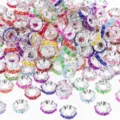 ABS plastic wheel spacer beads with pearls for DIY handmade bracelets jewelry accessories - Color Series Pearl Rhinestone Rings (10mm, 30 Pcs)