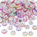 ABS plastic large hole pearl wheel spacer beads colorful DIY bracelet necklace jewelry findings - Color Series Pearl Rhinestone Rings (12mm, 20 Pcs)