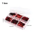 1 box red heart nail art sequins in 6-grid clear plastic storage box diy decoration - 6-Grid Red Heart Sequins
