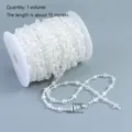 Acrylic bead chain roll for wedding decoration, 15m transparent crystal garland bead spool. - 15 Meters Roll (8+4mm) / AB Color
