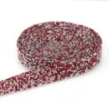 2cm Red Silver Adhesive Rhinestone Trim Hotfix DIY Craft Ribbon Dress Accessory - Bright Red