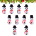 10pcs Breloques Bonhomme de Neige de Noël Pendentifs DIY pour Bracelet Collier Bijoux - Perles en verre filé Bonhomme de neige avec chapeau noir et écharpe rouge