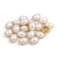 Oval pearl rhinestone buttons with gold base, perfect for clothing accessories and DIY wedding decor. - Sunflower Oval Artificial Pearls 10*14