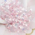 Lentejuelas de uñas rosas e iridiscentes, copos de purpurina de concha y estrella para manualidades. - Paquete de 15g / Rosa