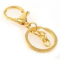 Gold lobster clasp keychain split ring DIY jewelry making accessory detail view - Gold Tone