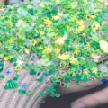 15g lentejuelas de uñas verdes mixtas, concha estrella luna escamas de purpurina para bricolaje. - Paquete de 15g / Verde