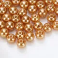 ABS high gloss imitation pearls, 6-12mm golden holed plastic beads for DIY jewelry and bag crafts. - Straight Hole Beads 12mm (Approx. 560 Pcs/Bag) / Khaki