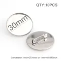 Broche Redondo de Acero Inoxidable Bandeja 30mm Alfiler Trasero 10pcs Creacion Joyas - 30mm, 10 Piezas/Paquete