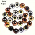 Glass doll eyes 6mm 30pcs multicolored animal cat eyes cabochons for DIY crafts and toys. - Round Pupil / 6mm (30 Pieces/Pack)