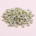 Rhinestone spacer beads, round metal crystal ring beads for DIY bracelets jewelry accessories. - 50 Pieces Pack (0.76x0.3cm) / Lemon Yellow