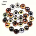 8mm glass animal eyes 30pcs for DIY handmade dolls, realistic dragon cat eye cabochons. - Round Pupil / 8mm (30 Pieces)
