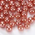 Copper-red ABS imitation pearl beads, 6-12mm perforated plastic DIY jewelry making supplies. - Straight Hole Beads 12mm (Approx. 560 Pcs/Bag) / 25 Red Brown