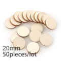 Disques en Bois 20mm 50pcs Tranches de Bois Brutes Vides pour Bricolage Peinture Decoration - Tranche de bois ronde / 50 Pièces/Paquet (20mm)