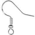 S925 sterling silver earring hooks DIY jewelry making findings components 50pcs - 50 Pieces/Pack / With Bead Silver
