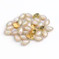 Navette horse eye faux pearl rhinestone flatback buttons for garment craft DIY decoration. - Sunflower Marquise Artificial Pearls 6*12