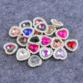 Heart shape rhinestone pearl buttons colorful crystal DIY craft clothing sewing accessories - Sunflower Rhinestones Mixed Colors Silver Base Heart 10