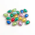 Colorful teardrop rhinestone buttons for DIY apparel craft and wedding decoration accessories. - Sunflower Mixed Color Pearls with Gold Base, Teardrop, 10x14mm