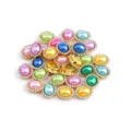 Colorful rhinestone pearl oval buttons for DIY clothing decoration and wedding craft accessories. - Sunflower Mixed Color Pearls with Gold Base, Oval, 8x10mm