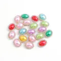 Colorful Oval ABS Pearl Rhinestone Buttons DIY Clothing Garment Accessories Wedding Decor - Sunflower Mixed Color Pearls with Gold Base, Oval, 10x14mm