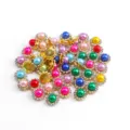 Colorful pearl rhinestone flower buttons for DIY clothing decoration and craft accessories. - Sunflower Mixed Color Pearls with Gold Base, Round, 9.8mm