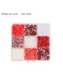 Detail view of 9-grid storage box filled with 3mm colorful resin jelly nail art rhinestones. - 3MM 9 Grids / Red Series