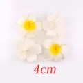 Künstliche Frangipani Blumen 4cm weiß gelb Haarnadel für DIY Strand Hochzeit Deko Zubehör - 4cm Frangipani / 10er Pack