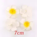 Künstliche Frangipani Blumen weiß gelb 7cm Plumeria Köpfe für DIY Hochzeit Haarklammern - 7cm Plumeria Blume / 10er Pack