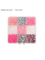 Detailed closeup of colorful resin rhinestones 3mm 500pcs per grid for DIY nail art design - 3MM 9 Grids / Pinkish