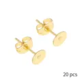 Gold stainless steel flat pad stud earring findings DIY jewelry making accessories 20pcs - Flat Pin Stud Earrings / 20 Pairs 6x12mm / Gold