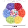 6 Farben 3mm Glasperlen Set mit einer Aufbewahrungsbox für DIY Schmuckherstellung - Kartonverpackung / Box in Pflaumenblütenform
