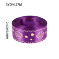 Cinta de poliéster violeta con diseño de concha y estrella dorada, 2.5 cm x 4.57 m - Púrpura profundo