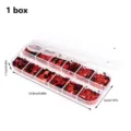 Red heart nail art sequins in a clear storage box for Valentine DIY manicure decor. - 12-Grid Red Heart Sequins