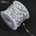 Cadena de cuentas de perlas ABS blancas en bobina de 0,3cm para manualidades de joyería DIY. - Cadena de Perlas 1-2-3 Cuentas 3mm / 1 Metro / Oro KC