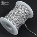 Bobina de cadena de cuentas de perlas y cobre para hacer joyas de bricolaje collares pulseras. - Cuentas de Cobre 3.0mm + Cadena de Perlas 3.0mm / 1 Metro / Blanco K/Plata