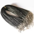 Black waxed cord necklace bulk with lobster clasp and extension chain for DIY jewelry making. - 10 Pieces Pack / Black
