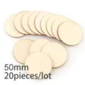 Disques en bois ronds non finis de 50mm, lot de 20 pieces pour bricolage, peinture et sculpture. - Tranche de bois ronde / 20 Pcs (50mm)