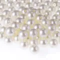 Perle di imitazione ABS bianche con fori per la produzione di gioielli e borse - Beige