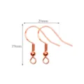 S925 sterling silver rose gold plated earwires diy earring hooks findings 20x19mm - 50 Pieces/Pack / Rose Gold with Bead