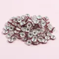 Colorful rhinestone ring spacer beads for DIY bracelets and necklaces jewelry making accessories. - 50 Pieces Pack (0.76x0.3cm) / Rose Red