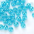 Perline di imitazione perle ABS blu, perle di plastica perforate 6-12mm per creazione gioielli. - 6 Fori blu