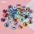 30pcs 12mm glass dragon cat eyes cabochons for DIY handmade doll animal toys making - Mixed Style / 8mm (30 Pieces)